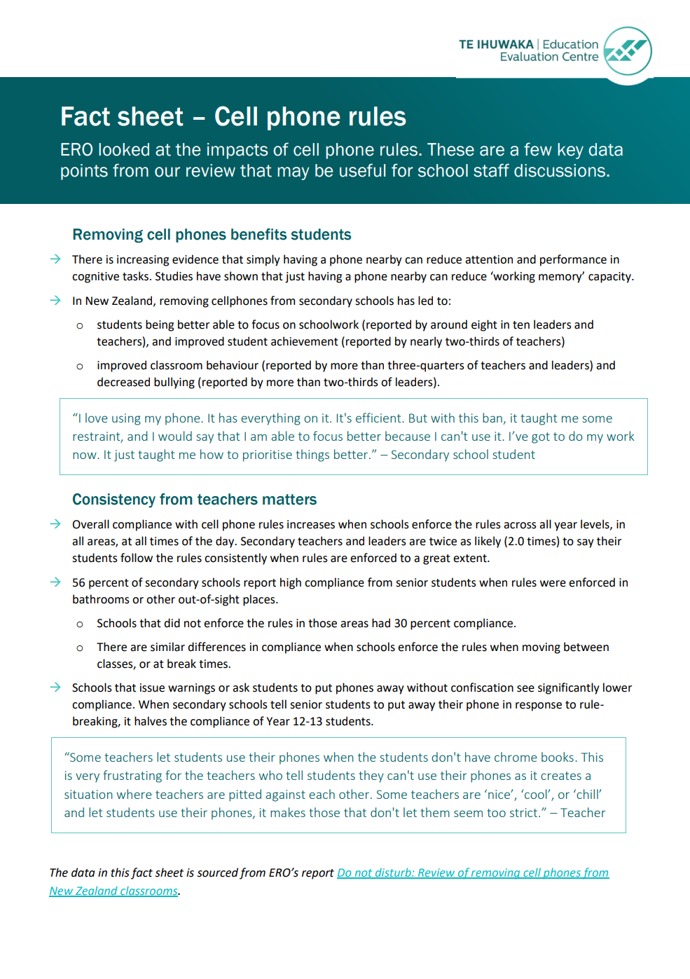 Do not disturb: Fact sheet for teachers