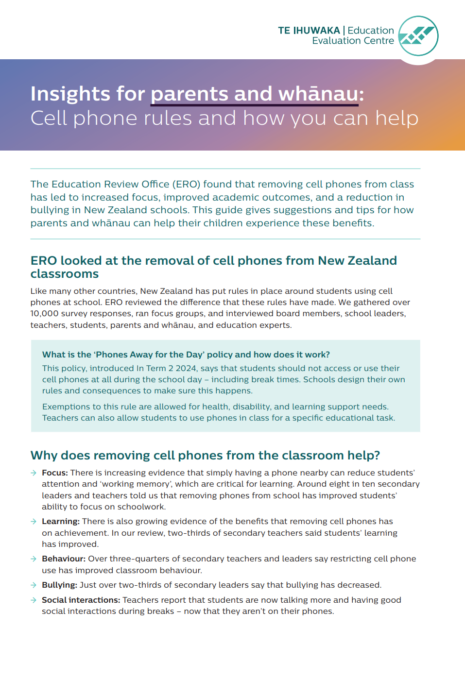 Insights for parents and whānau: Cell phone rules and how you can help